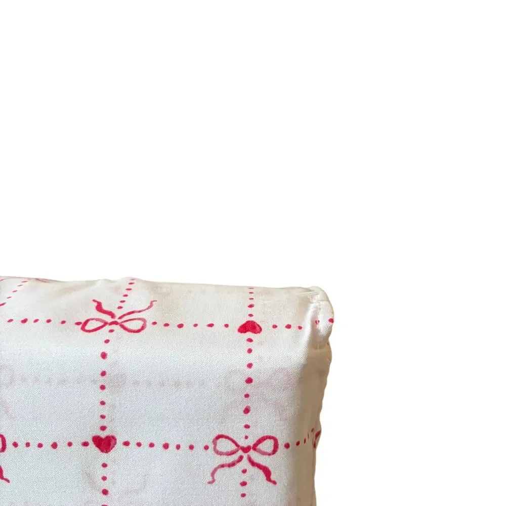 Cupcakes & Cashmere Checkered Bow FULL Sheet Set Chic Pink & White Bedding NEW